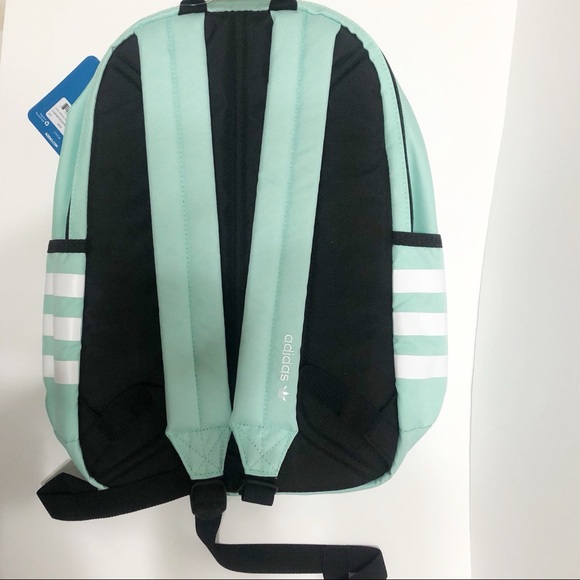 NEW Adidas Backpack Mint Green Black Three Stripes - Picture 6 of 8